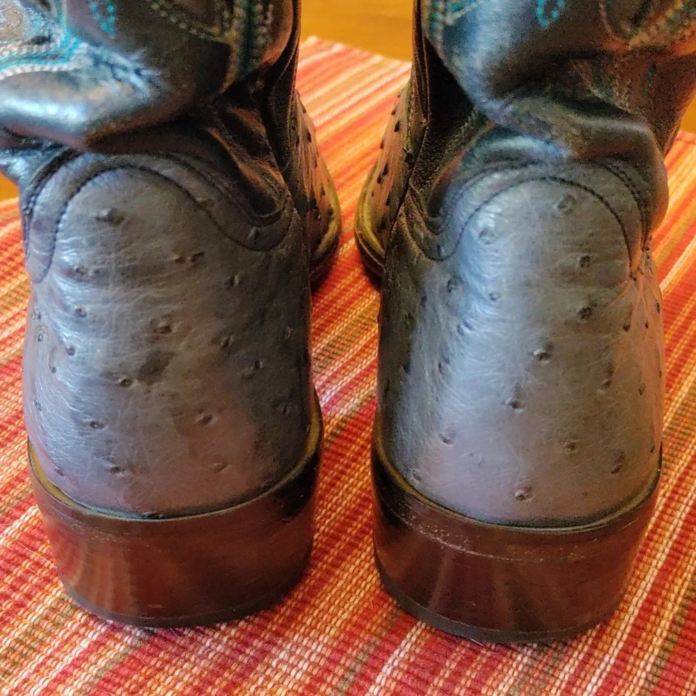 Dan Post Full Quill Blue Ostrich 9D boots - Picture 3 of 8